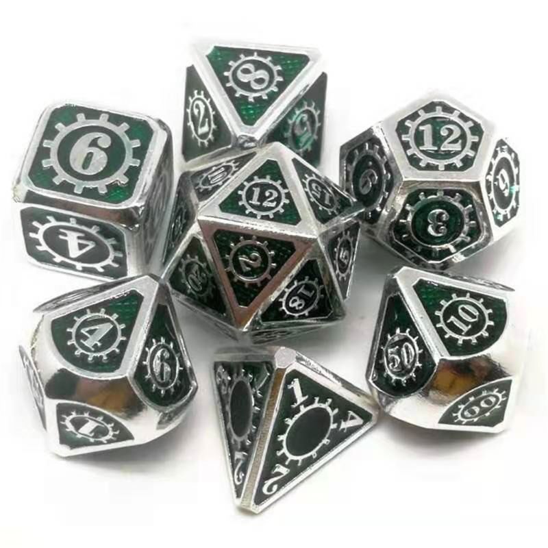 Metal Dice 7pcs/set RPG Dice D&D Board Game Magic Props D4 D6 D8 D10 D12 D20: H