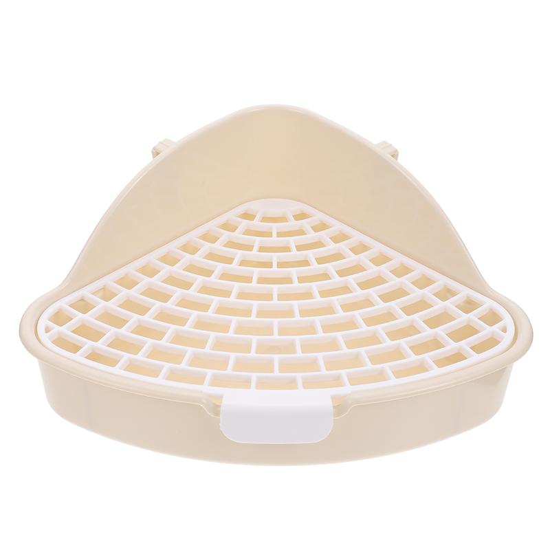 Bunny Litter Box Pet Toilet Triangle Potty Trainer Corner Litter Bedding Box Rabbit Toilet Hamster Triangle Toilet: White