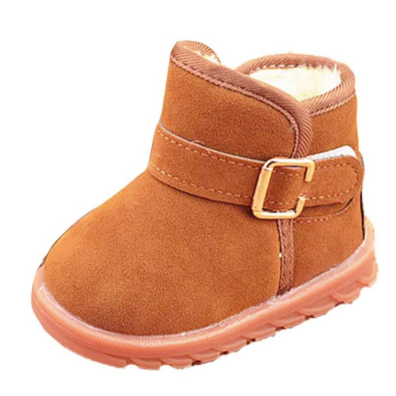 kids winter boots Infant Toddler Baby Girls Boys Casual Snow Boots Buckle Ankle Shoes #2N04: Brown / 30
