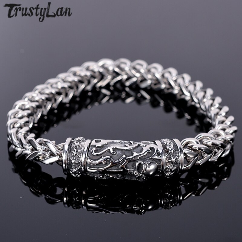 Brazalete de calavera de Punk Rock de para hombres, mejores amigos, joyería de motorista, pulseras de cadena góticas de acero inoxidable para hombres, brazalete grande