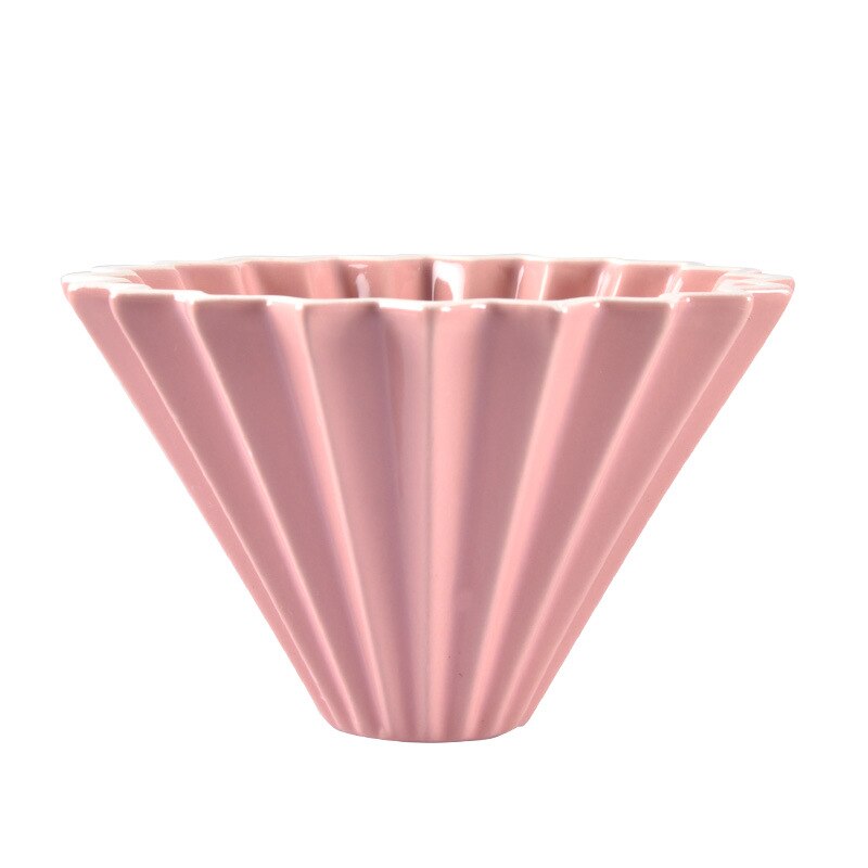 Blomster keramik kaffekop espresso kaffefilter kop origami filter kopper  v60 tragt dryp hånd kop filtre kaffetilbehør: Lyserød