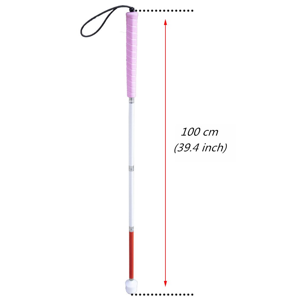 80cm / 90cm / 100cm Blindenlangstock,Weiße Stock,Faltlangstock mit Kautschukgriff, Kunststoff-Rollspitze, 4-teilig 4X-PIK: 100 cm (39.4 Zoll)