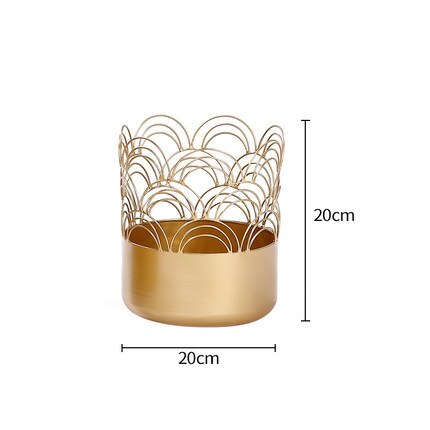 Iron Golden Flower Pot Multi-Living Room Balcony Pot Epipremnum Aureum Small Number Personality Flower Pot of Bowl Lotu: Golden trumpet