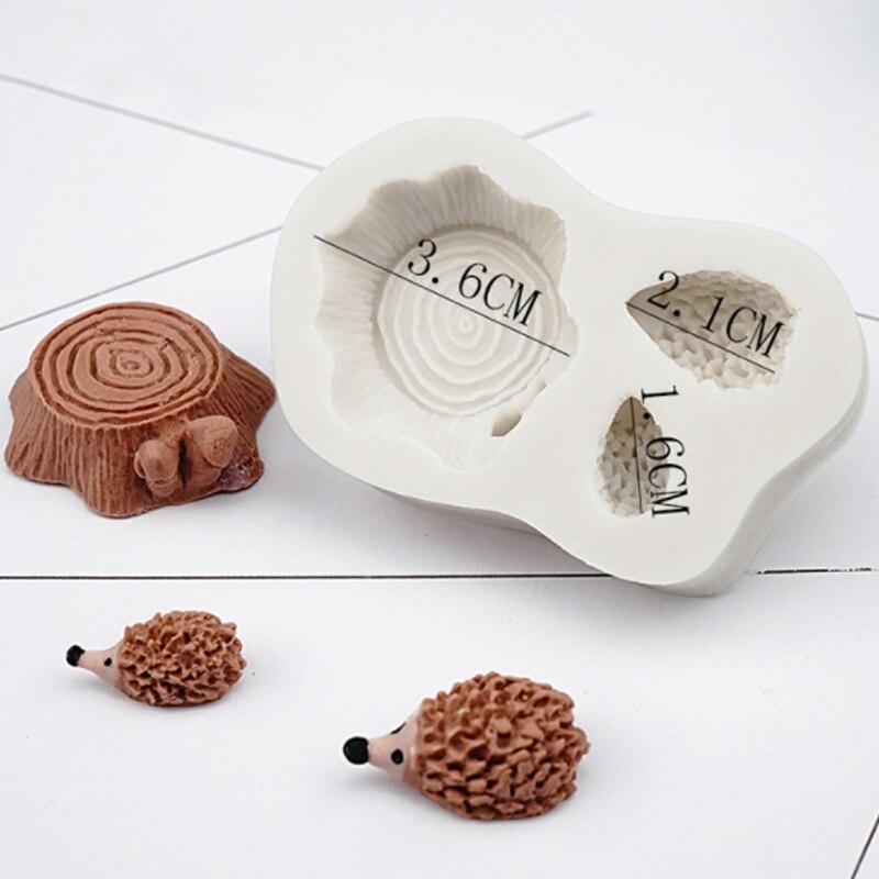 Tree Stump &amp; Hedgehog Moulds Fondant Cakes Decor Tools Silicone Molds Sugarcrafts Chocolate Baking Tools For Cakes Gumpaste Form: Default Title