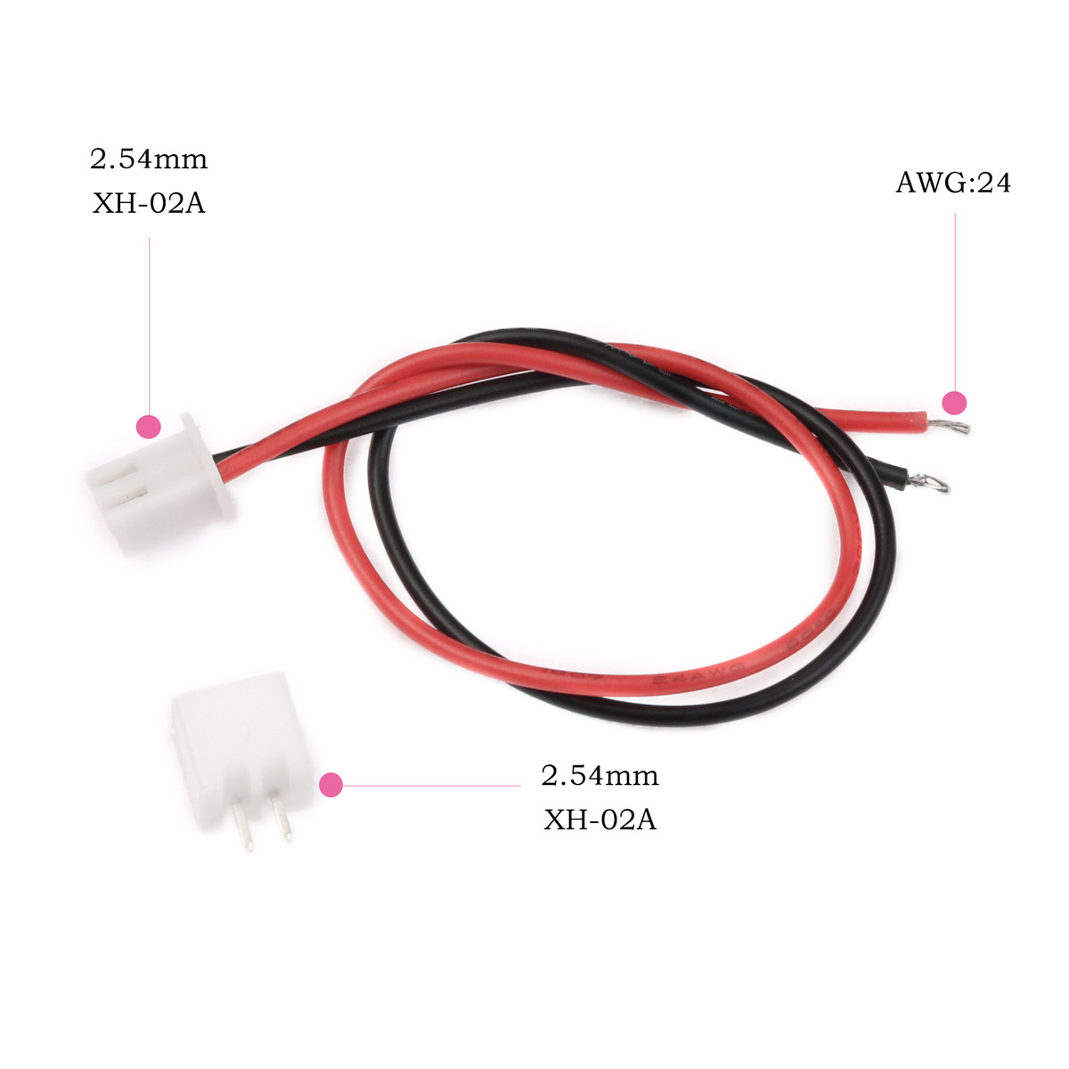 10 set mini mikro 2 stift 3 stift 4 stift jst xh kontakt 2.54mm med 24 awg ledningar kablar 150mm längd stift kontakter terminaler