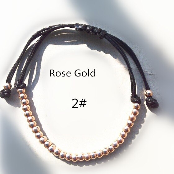 Pulsera de cuentas de acero inoxidable para hombre y mujer fj128: Rose Gold