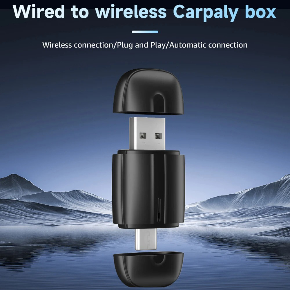 2 in 1 Wireless Carplay Adapter for Android iPhone Mini Box Double Head USB/Type-C Wired to Wireless Android Auto Adapter