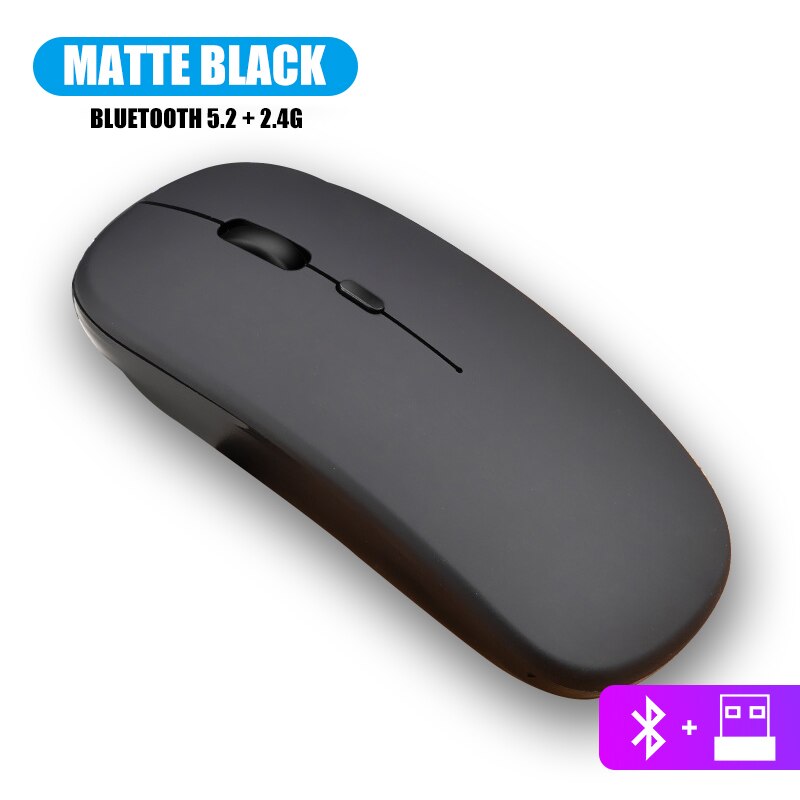 2.4Ghz RGB Wireless Mouse Rechargeable For Macbook For iPad tablet Bluetooth PC Computer Mouse For Laptops LED Backlight Silent: Bluetooth Black