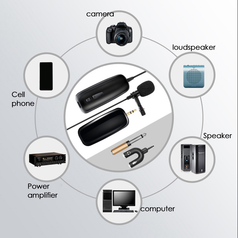 Lavalier – Microphone à revers, micro d'enregistrement omnidirectionnel UHF avec Clip, transmetteur ceintpack pour Interview, Etc.