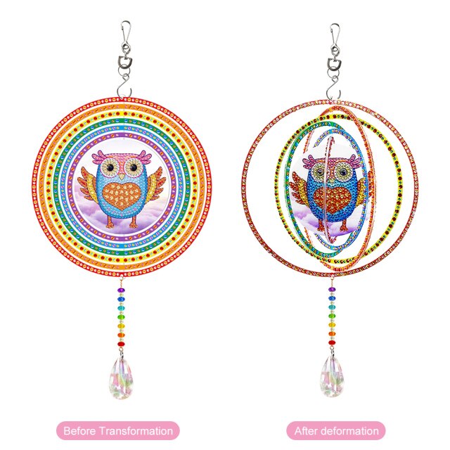 Exquisite Rotatable Wind Chime Kit 5D Diamond Painted Shaped Diamond Embroidery Pendant DIY Craft Mosaic Home Decor: GSP208