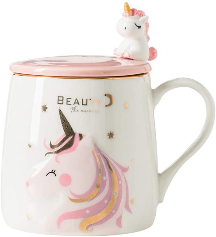 Tasse à café licorne en céramique, avec jolie cuillère licorne, tasse du matin, nouveauté café thé lait, , 380ML,: BFF Unicorn