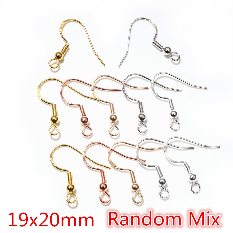50 Uds. De 2 estilos, 925 de plata esterlina, pendientes de oro de rodio, ganchos, accesorios para hacer joyas: Violeta