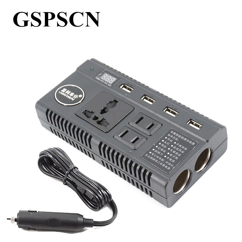 Car Convertidor Mini Inverter 12V 220V / 24V to DC 100-240V 60/120W 4 USB Adapter Converter with LED Digital display Charger