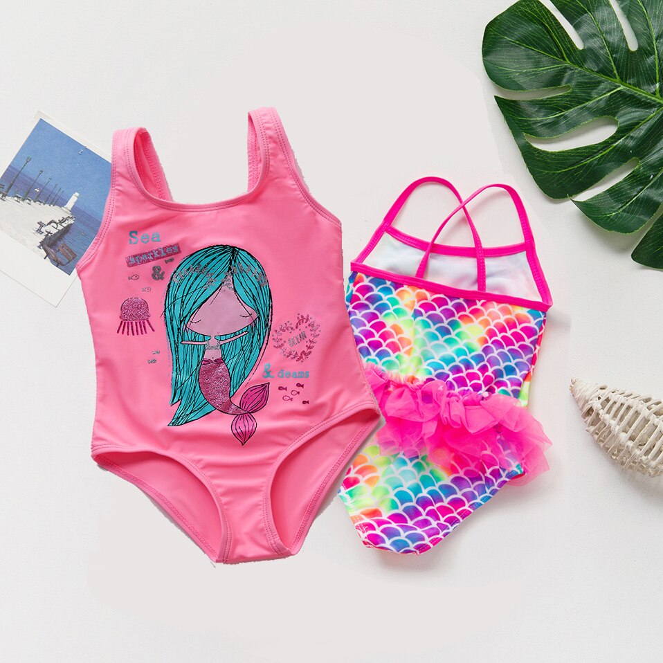Novedades en ropa para niña bebé, traje de baño de una pieza con de sirena para chico y niña, ropa de baño para playa