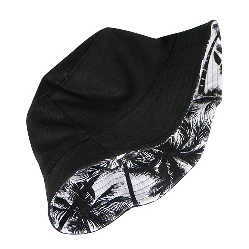 Trend unisex sommer vendbar kokosnød træ trykt strand foldbare fisker kasketter bøttehatte gorro