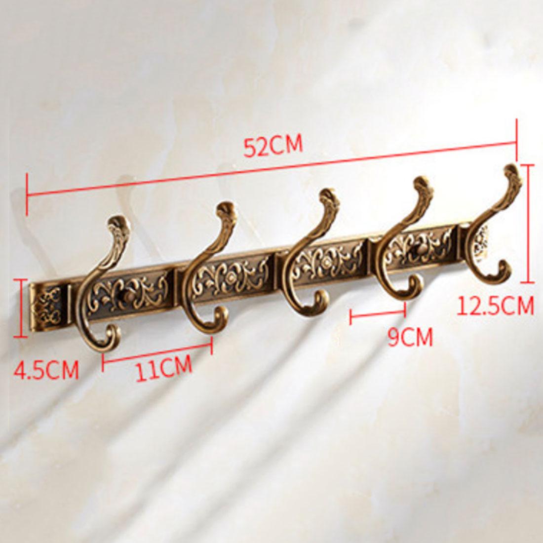 5 Row Hooks Luxury Bathroom Wall Carving Robe Hook Coat Hanger Door Hooks For Bathroom Accessories