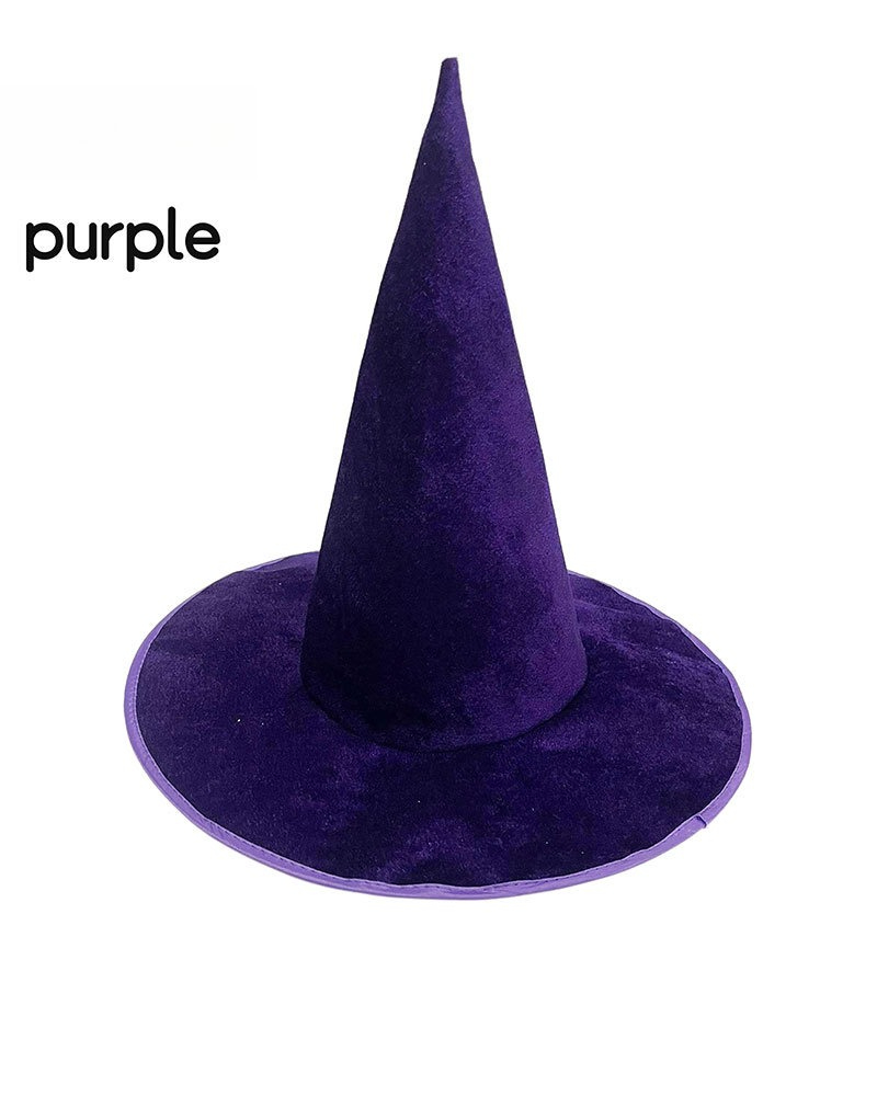 Sombrero de Halloween, sombrero de bruja verde, gorra mágica para Cosplay, bosque verde, cuento de hadas, dibujos animados, accesorios de ropa DIY: Púrpura