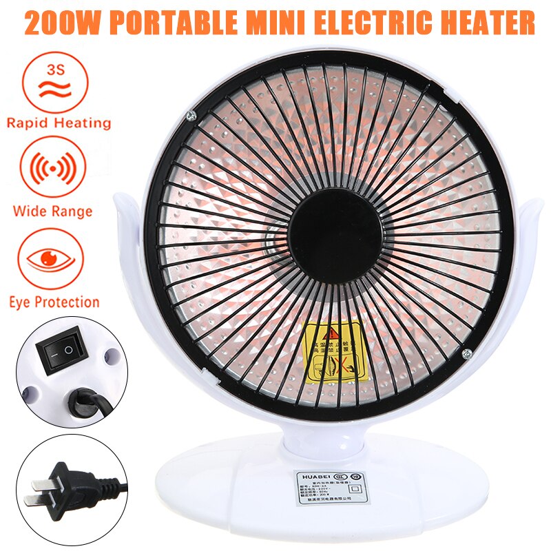 1Pc 6" 200W Mini Electric Heater Fan Winter Air Warmer Silent Desk Home Heating Electric Warm Air Fan Office Room Heaters