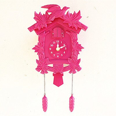 Cuckoo Bird Singing Wall Clock Bird Alarm Clock Hanging Clock Time for Home Restaurant Decoration Art Vintage Swing Living Room: pink