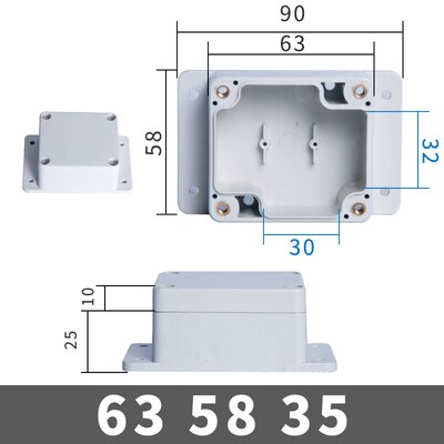 1PCS Waterproof Plastic Terminal Enclosure Box Electronic Project Instrument Case ABS Outdoor Junction Box Housing With Ears: 63x58x35mm