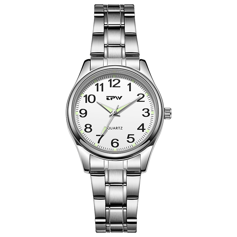 Easy Reader Expansion Band Watch Big Number White Dial 32mm: Steel Band Women