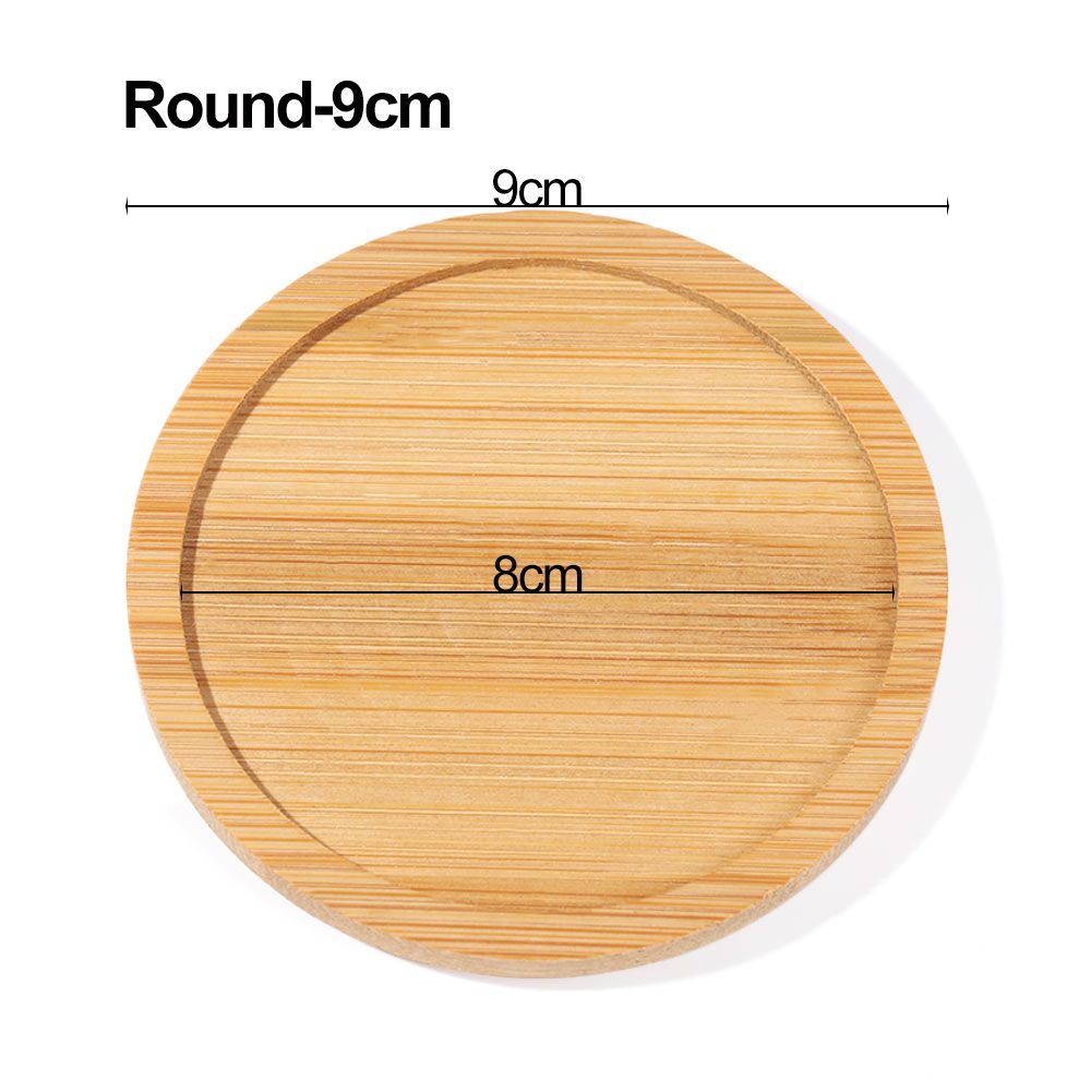 1PC Simple Bamboo Wood Tray Round Square Hexagon Flowerpot Base Pot Stander Succulents Bonsai Holder Home Decor Gardening: Pink