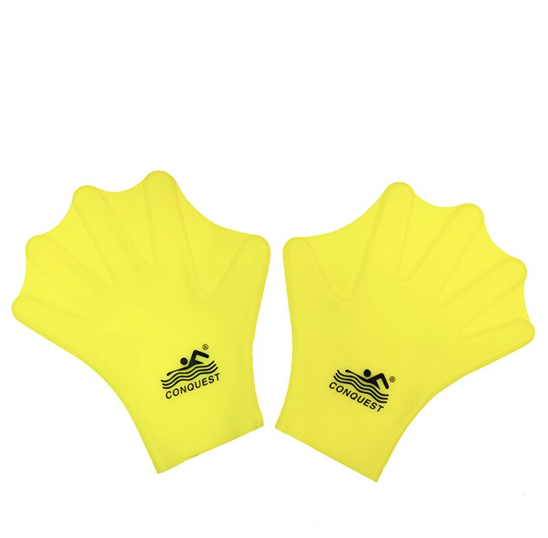 Siliconen Paddle Palm Zwemvliezen Handschoenen Swim, Adult Swim Essentiële Verbeteren De Zwemsnelheid Duiken Handschoenen: yellow