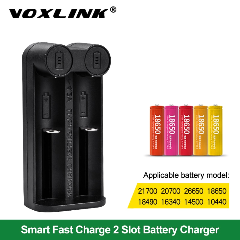 Voxlink 18650 Batterij Oplader Smart Opladen 2 Slot 3.7V 26650 18350 32650 21700 26500 Oplaadbare Batterij Oplader