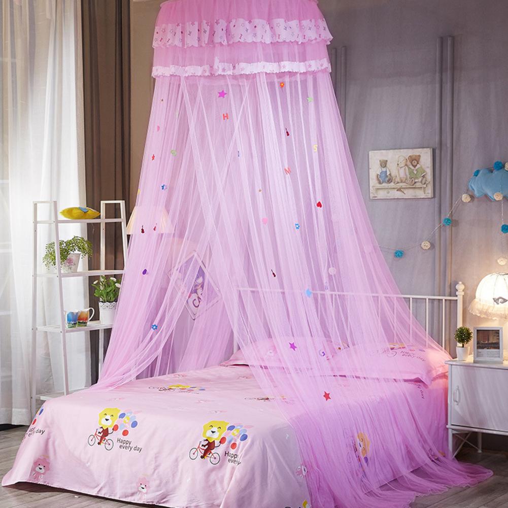 Altezza 2.7M Appeso di Zanzara Della Principessa Netto Letto Tenda Letto A Baldacchino Tenda Pieghevole Baldacchino Sul Letto Elegante Fata Del Merletto dossels: rosa