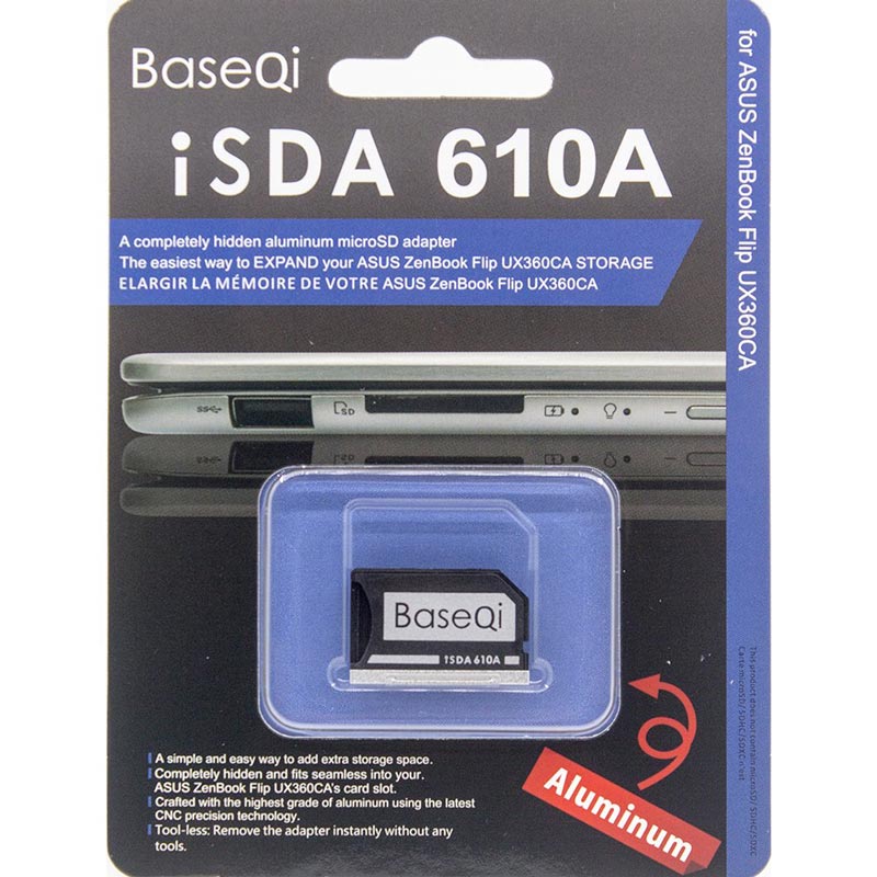 Original BASEQI Aluminum MiniDrive Micro SD Card Adapter Metal Card Reader For Notebook Asus ZenBook Flip Ninjadrive 610A