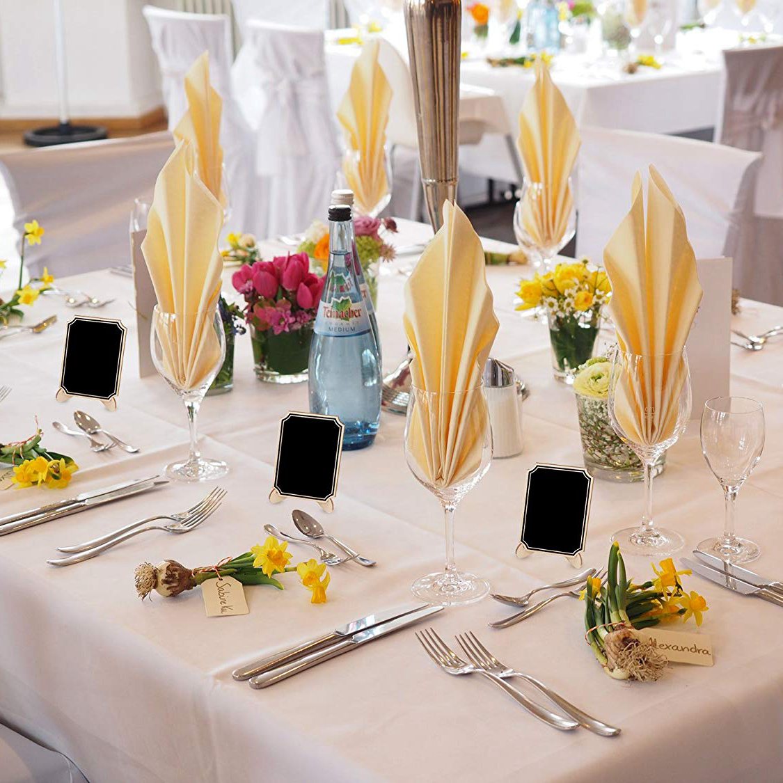 Paquete de 20 Mini pizarras con soporte de caballete, tarjetas de lugar, pizarra pequeña rectangular de madera para bodas, cumpleaños, Pa