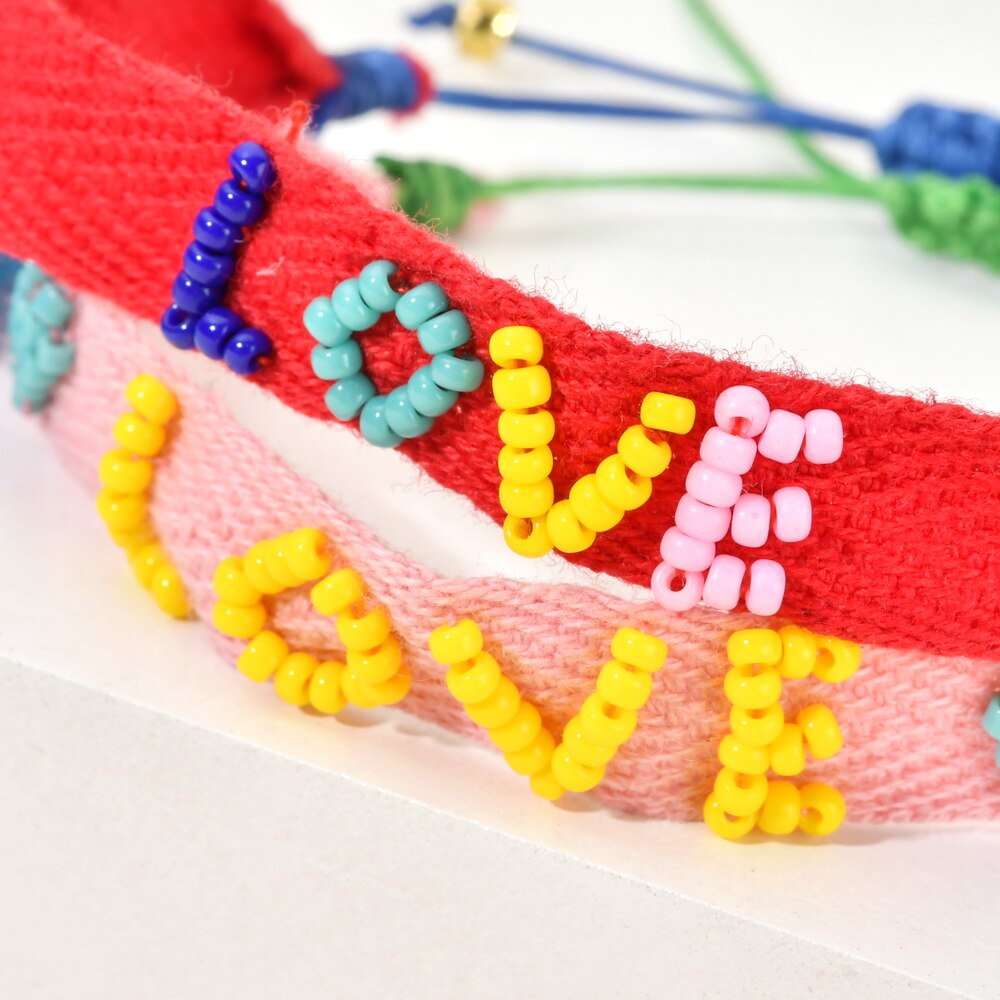 Zmzy bonito pulseiras para meninas jóias miyuki pulseira jóias artesanal arco-íris carta amor jóias por atacado pulsera