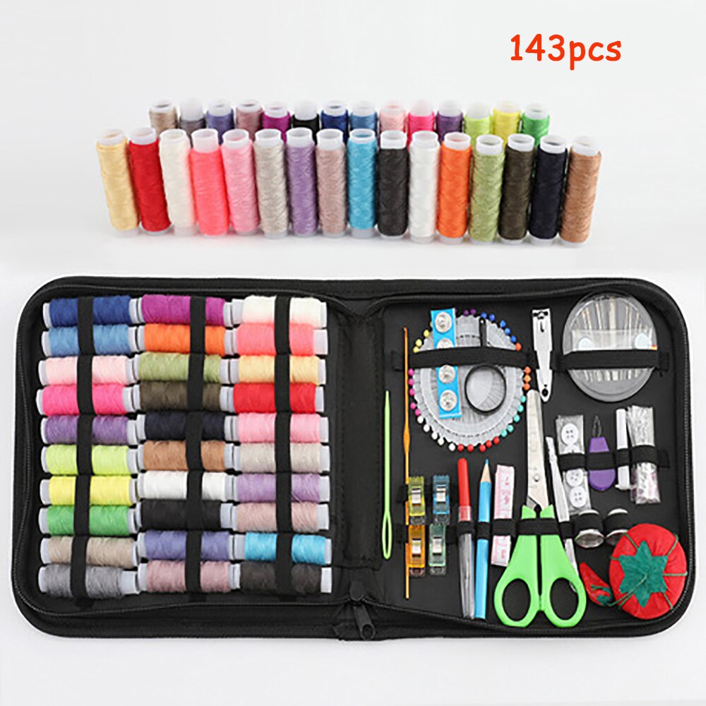 INNE Sewing Accessories Seam Needlework Stitch Tools Supplies Knitting Needles Scissors Kit Material Instruments Box Embroidery: 143PCS