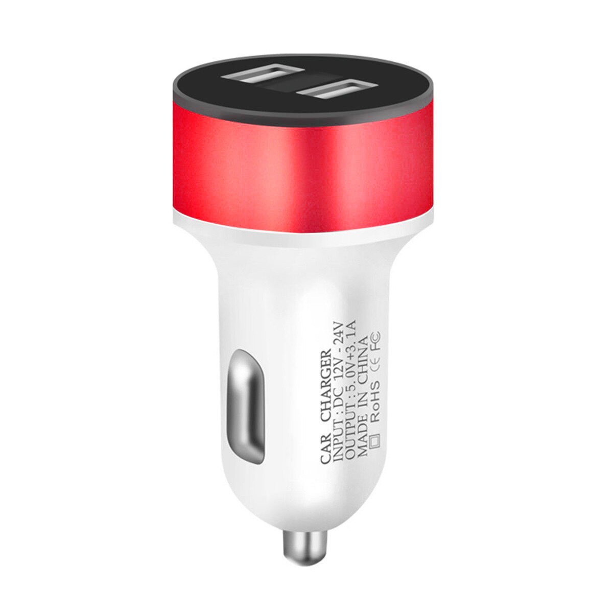 Dual USB 12V-24V 3.1A Mobile Phone Car Charger Adapter LED Display Fast Charging: Red