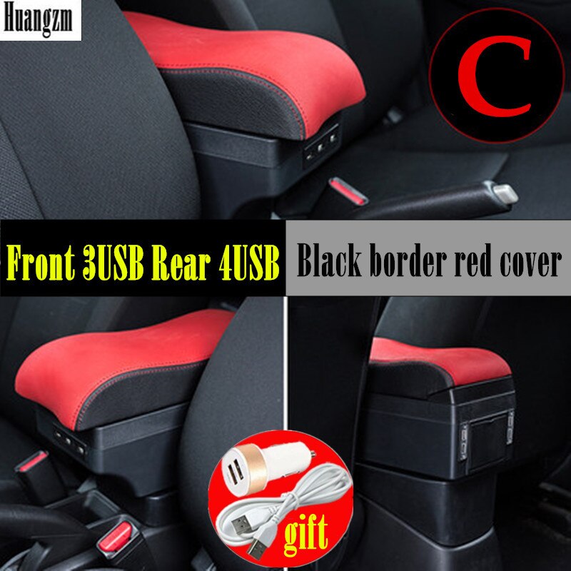 Pour Renault Dacia Duster accoudoir boîte magasin central contenu DUSTER accoudoir boîte avec interface USB: C Black red lid