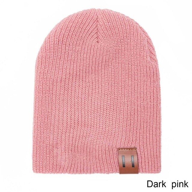 Nouveauté bébé fille garçon chapeau d'hiver bébé doux bonnet chapeau au Crochet élasticité tricot chapeaux enfants décontracté casquette chaude: dark pink