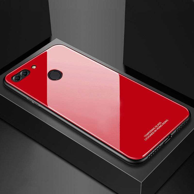 Yuetuo Tpu Gehard Glas Spiegel Mobiele Telefoon Terug Etui, Coque, Cover, case Voor Huawei P Smart Genieten 7 S Zwarte Accessoires: for huawei enjoy 7s / red