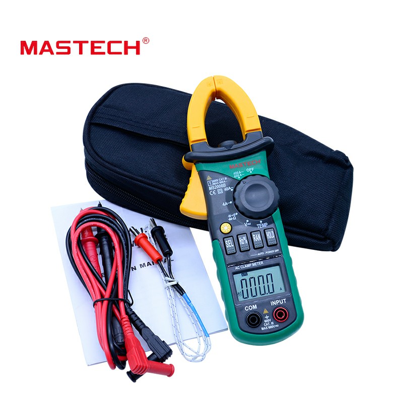 Original MASTECH MS2008B Auto Manual Range Digital Clamp AC Volt Current Res Cap Temp Freq Meter Free shiping