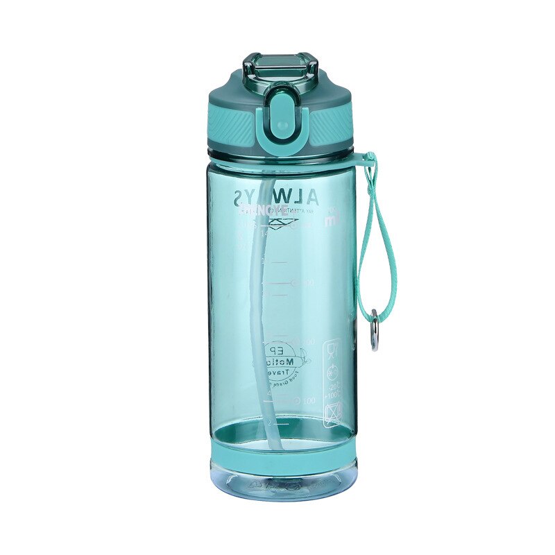 800ml sportvattenflaskor med sugrör för camping vandring utomhus plast transparent bpa gratis flaska för män drinkware: Grön