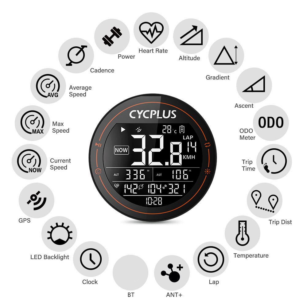 CYCPLUS Drahtlose Fahrrad Computer GPS Tacho BT Ameise Wasserdicht mit Kadenz Sensor Herz Bewertung Monitor für MTB Fahrrad 2022 Neue