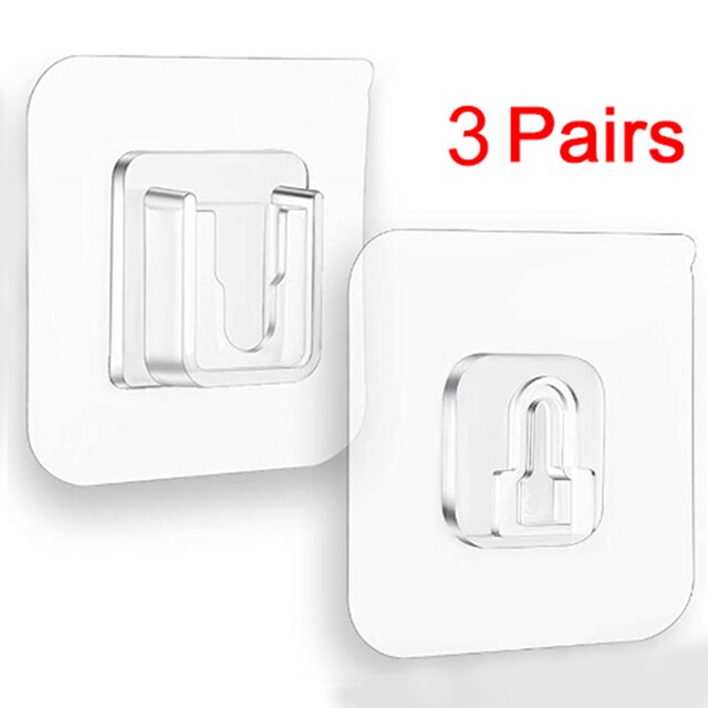 Przezroczyste mocny samoprzylepny drzwi wieszaki na ścianę haki ssania duże obciążenie stojak na kubki przyssawka robić kuchni ręcznik łazienkowy wiszące: 3 Pairs