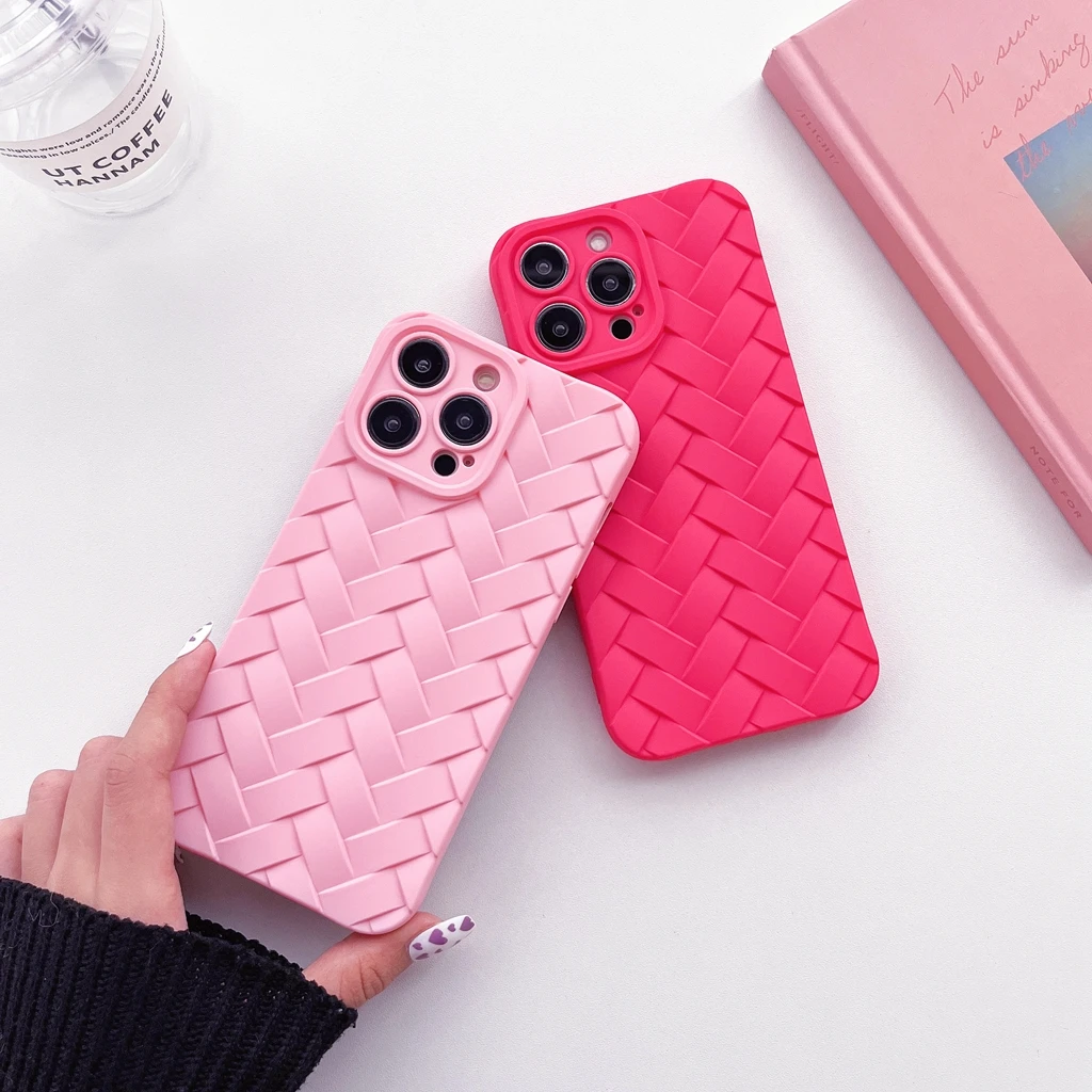 Funda suave de TPU con patrón tejido multicolor para iPhone 15, 14, 13, 12, 11 Pro Max, 14, 15 Plus, funda protectora a prueba de golpes para teléfono