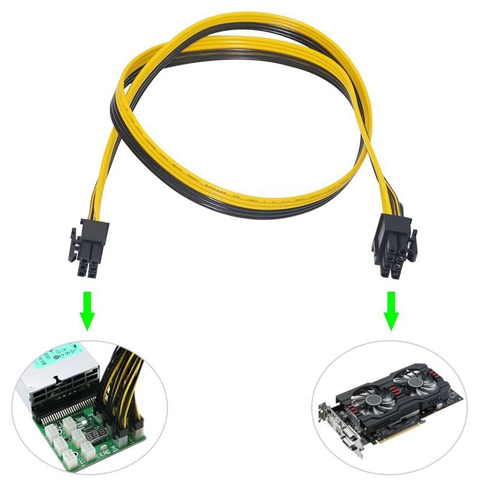 6 Pcs 6 Pin PCI-e To 8 Pin (6+2) PCI-e (Male To Male) GPU Power Cable 50cm For Graphic Cards Mining HP Server Breakout Board