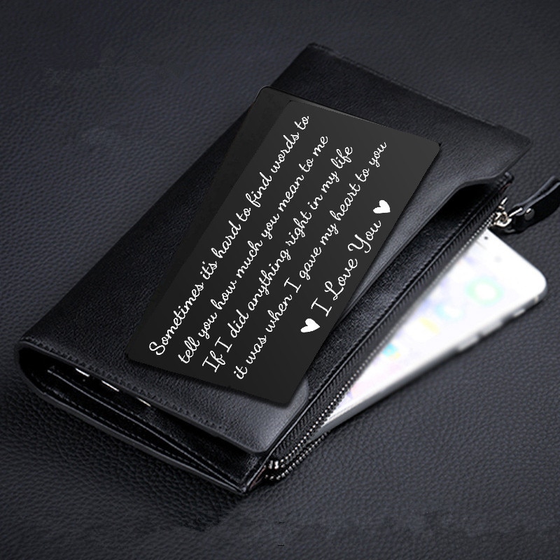 Love Note Boyfriend Engraved Wallet Cards Inserts Anniversary Party Favors Valentines for Husband Men Year