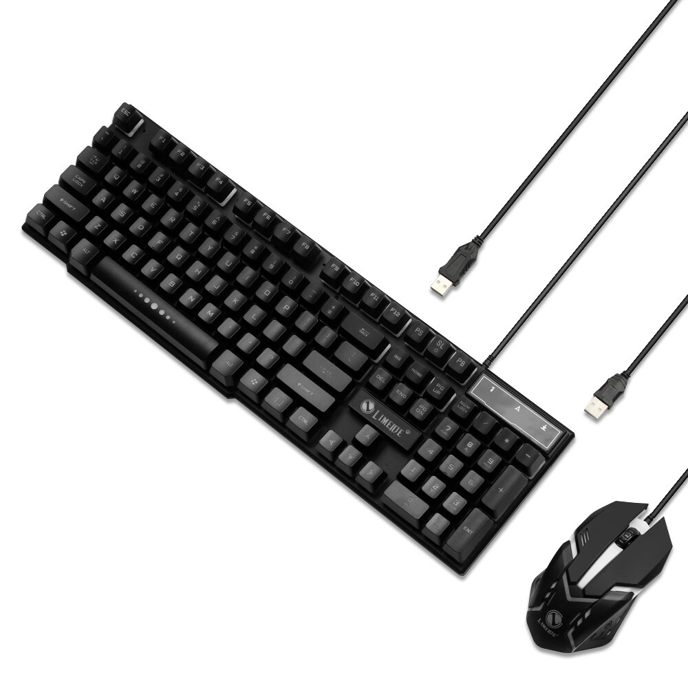 T6 Rainbow Backlit Luminous Keyboard Mouse Set Desktop Computer Game Mechanical Hand Feel For PC PS4 PS3 Xbox One: Type1 black