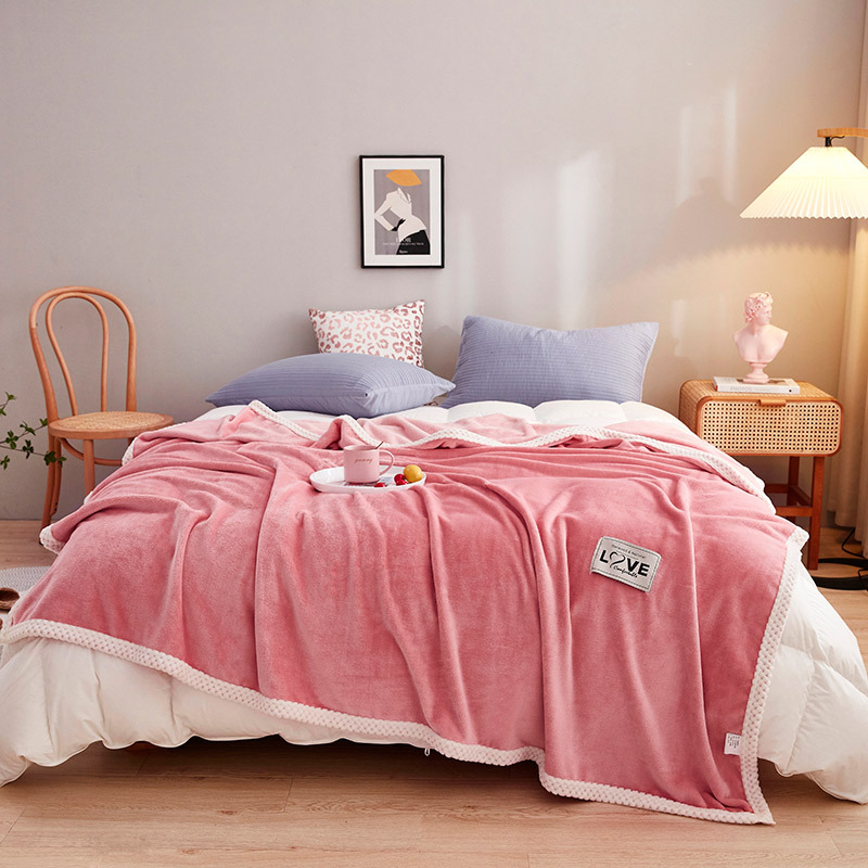 Yaapeet Winter Flannel Blanket Double Thicken Warm Throws Blanket Super Sofa Heavyweight Decorative Bed Blanket 200x230cm: Pink / 180x200cm