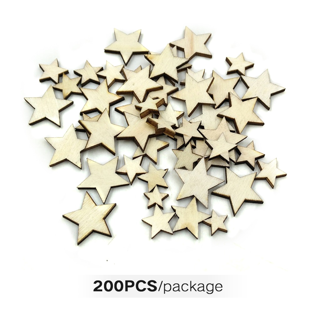 Handmade Ornaments Buttons Scrapbooking Size Mixing Light Weight Supplies Graffiti Wooden Stars DIY Crafts Embellishments