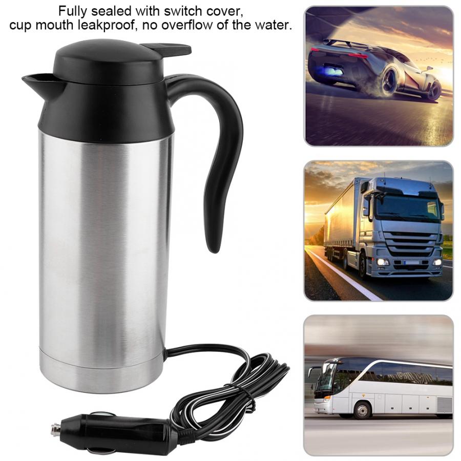 750ML 12V 120W Elektrische Wasserkocher Edelstahl Auto Elektrische Wasserkocher Kaffee Tee Wasser Heizung Tasse 25 minuten 100 grad