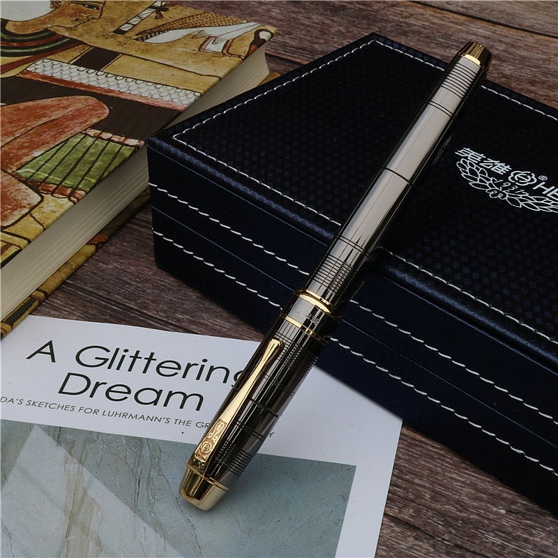 fountain pen style Dark grey ink pen Office and learning luxury writing metal pen
