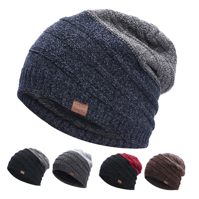 Damen herren beanie totenkopfmütze fleecegefütterte warme strickmütze radmütze skimütze outdoor-sportmütze baggy slouch mütze